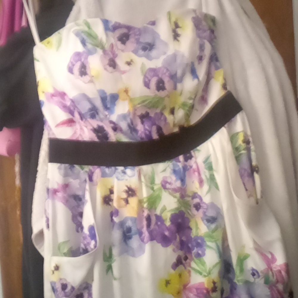 H&m floral strapless dress with pockets sz 14
